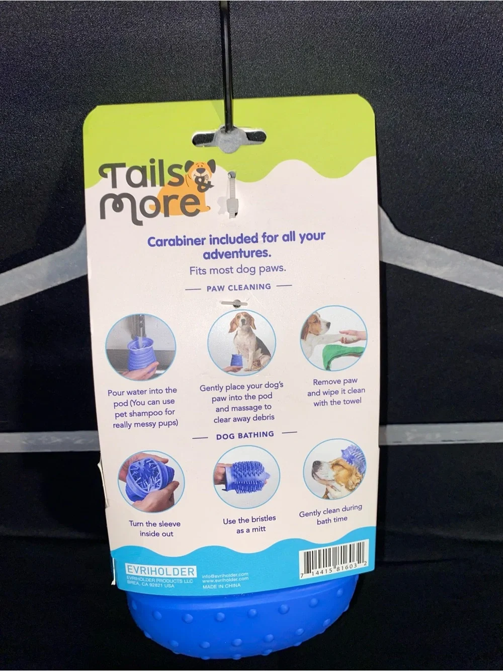 Tail Blue Cleaning Paw Pod with Green Towel